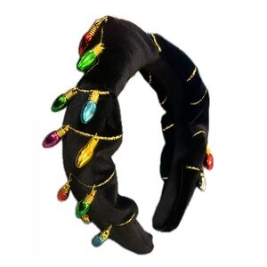 NWT ⚜️🖤⚜️ Piper K Christmas Lights Festive Black Velvet Headband